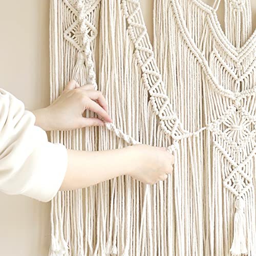 512je3QRCmL._SL500_.jpg Mkono Macrame Wall Hanging – Chic Boho Home Decor for Bedroom, Living Room, or Dorm, 36"x35" - Image 5