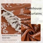 Schweek 84-Inch Terracotta Boho Farmhouse Curtains - 2 Panels, Semi-Sheer Floral Drapes for Living Room. - Image 5