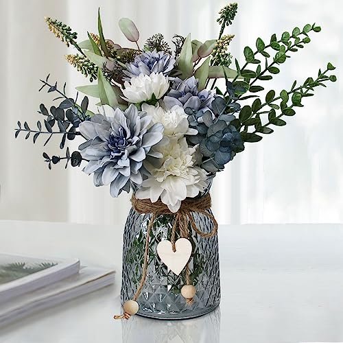 Faux Flowers in Vase: Artificial Floral Centerpieces for Dining Room Leftover Fake Flowers in Vase,Faux Flowers in Vase,Table Centerpieces for Dining Room,Flower Centerpieces for Tables,Artificial Flowers,Kitchen Decor,Coffee Table Decor