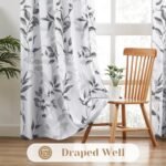 HOMEIDEAS Light Grey & White Semi-Sheer Curtains, 52x63" – 2 Panels, Floral Print for Privacy & Light Filtering in Bedroom or Living Room. - Image 6
