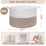 INDRESSME XXXLarge Cotton Rope Basket - 21.7" x 21.7" x 13.8" for Baby Laundry, Toys & Comforters, Easy-Handle Storage Solution. - Image 5