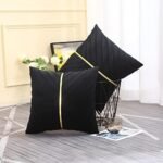 Tosleo Black Velvet Throw Pillow Covers 18x18” - Pack of 2 with Gold Leather for Modern Luxury Decor. - Image 6