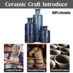 Blue Ceramic Vase Set - 3 Small Farmhouse Vases for Home, Living Room, Table, and Fireplace Decor - Image 3