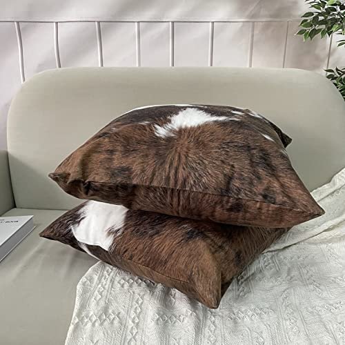 518Dqosyp8L._SL500_.jpg TOMWISH Set of 2 18x18 Christmas Cowhide Throw Pillow Covers for Western Decor—Ideal for Living Room & Bedroom. - Image 5