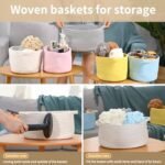 Happyiren Cute Woven Storage Basket with Handle - Perfect for Gifts, Baby Showers & Organizing Toys (13"D x 8"W x 6"H) - Image 7