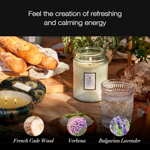 5194SJ7f8BL._SL500_.jpg Voluspa French Cade Lavender Candle - 18 oz Coconut Wax Blend, 100-Hour Burn Time, Perfect for Home Decor - Image 3