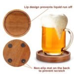 6-Piece Acacia Wood Coaster Set with Holder – Modern Rustic Coasters for Home, Dining, and Beer Bars - Image 4