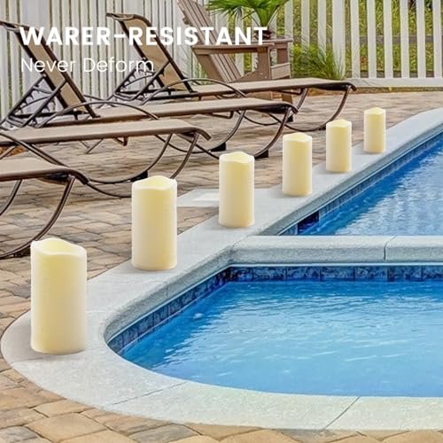 51A3CWleXuL._SL500_.jpg Biyanuo 2-Pack LED Flameless Outdoor Candles with Remote, Timer & Flickering Light (D3 x H5.5) for Camping, Weddings & Home Decor - Image 4