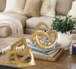 PUHOZN Modern Gold Knot Sculpture: Geometric Round Tabletop Decor, Perfect for Home Shelves & Gifts. - Image 3