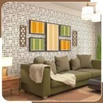 CroBlissful 2-Pc Mid Century Modern Wall Art: Elegant Brown Geometric Abstract Panels for Living Room Decor. - Image 4