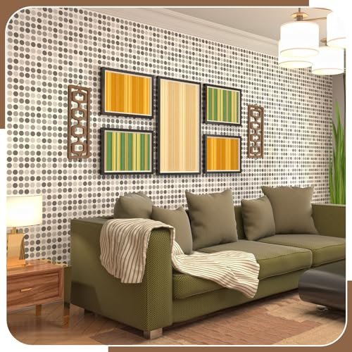 51AEtnnm0L._SL500_.jpg CroBlissful 2-Pc Mid Century Modern Wall Art: Elegant Brown Geometric Abstract Panels for Living Room Decor. - Image 4