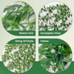 Der Rose 4Pcs Faux Hanging Plants: Ivy Vine, Eucalyptus, Boston Fern & String of Pearls for Boho Indoor/Outdoor Decor. - Image 3