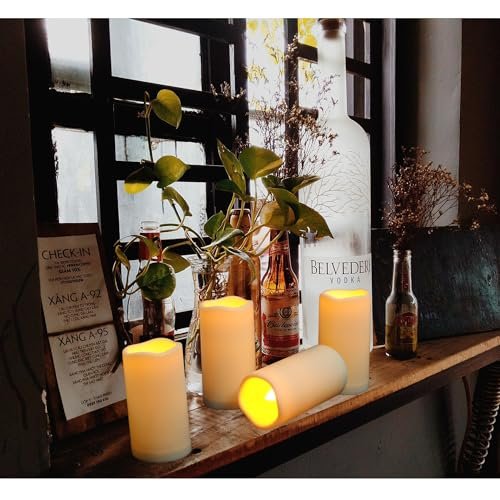 51AoOqfN66L._SL500_.jpg Biyanuo 2-Pack LED Flameless Outdoor Candles with Remote, Timer & Flickering Light (D3 x H5.5) for Camping, Weddings & Home Decor - Image 2