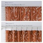 Schweek 84-Inch Terracotta Boho Farmhouse Curtains - 2 Panels, Semi-Sheer Floral Drapes for Living Room. - Image 6