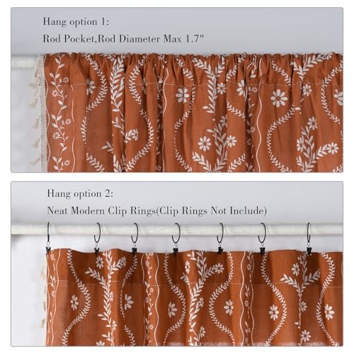 51CaSyHjeDL._SL500_.jpg Schweek 84-Inch Terracotta Boho Farmhouse Curtains - 2 Panels, Semi-Sheer Floral Drapes for Living Room. - Image 6