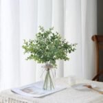 Zheart 14" Fake Eucalyptus Stems in Glass Vase with Faux Water - Sage Green Decor for Home, Desk, & Bathroom. - Image 3