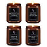 Scented Candles for Home Scented Aromatherapy Candles, 4 Pack 28 Oz Soy Wax Candle Gift Set for Women Men (Lemon Lavender/Vanilla Sugar/Sandalwood Rose/Moroccan Amber)