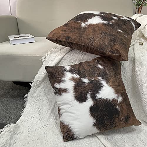 51EJjzenRNL._SL500_.jpg TOMWISH Set of 2 18x18 Christmas Cowhide Throw Pillow Covers for Western Decor—Ideal for Living Room & Bedroom. - Image 4