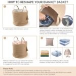 Mkono Natural Rope Storage Basket with Wooden Beads – Stylish Organizer for Blankets, Toys, Clothes, and Plants (16"W × 13.8"L) - Image 8