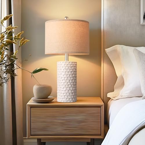 51FFmcURaDL._SL500_.jpg PARTPHONER 23" Modern Ceramic Table Lamp Set of 2 - Rustic Farmhouse Nightstand Lamps for Bedroom & Living Room Decor - Image 6