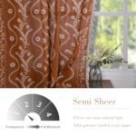Schweek 84-Inch Terracotta Boho Farmhouse Curtains - 2 Panels, Semi-Sheer Floral Drapes for Living Room. - Image 3