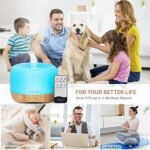 Homeweeks 300ml Essential Oil Diffuser: Quiet Ultrasonic Aromatherapy, Wood Grain, Remote Control, Timer & 7 Color Lights. Perfect for Bedroom Use! - Image 2