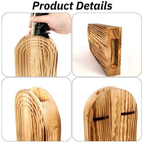 51HdzrI8lZL._SL500_.jpg Set of 2 Wooden Vases with Pampas Grass & Eucalyptus – Boho Home Decor for Living Room & Entryway - Image 3