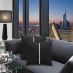 Tosleo Black Velvet Throw Pillow Covers 18x18” - Pack of 2 with Gold Leather for Modern Luxury Decor. - Image 4
