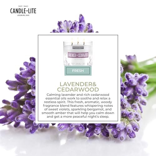 51JL8Op2FgL._SL500_.jpg Candle-lite Lavender & Cedarwood Scented Candle, 14.75 oz, 3-Wick, 45-Hour Burn, USA-Made - Image 4