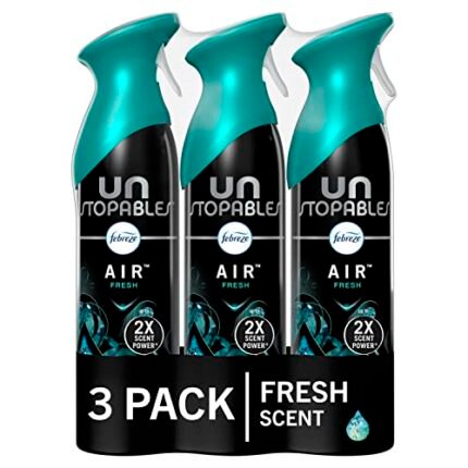 Febreze Air Mist Air Freshener Spray, Odor-Fighting Room Spray, Air Fresheners for Home and Bathroom and Kitchen, Aerosol Can, Unstopables Fresh Scent, 8.8oz, 3 Count