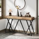 Tribesigns 55" Console Table: Farmhouse Sofa Table with Unique Metal Base for Living Room & Entryway. - Image 4