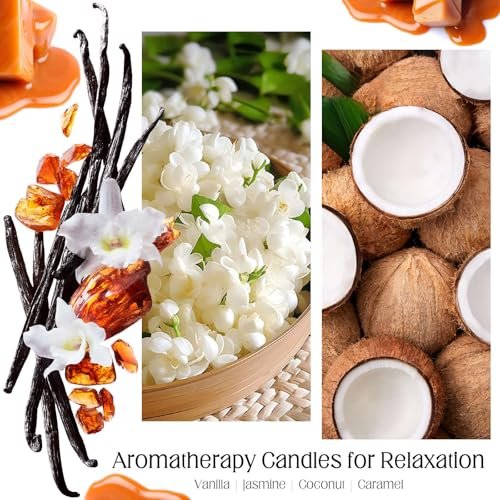 51MH1avIVvL._SL500_.jpg Coconut Vanilla Candles - 45h Aromatherapy for Relaxation, Stress Relief, and Calm Gifts. - Image 4