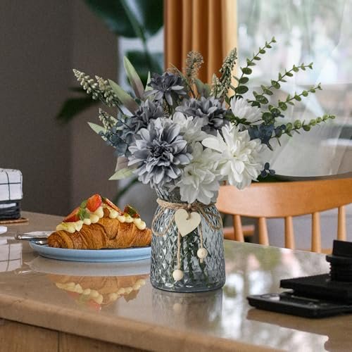 51Neaiby4KL._SL500_.jpg Faux Flowers in Vase: Artificial Floral Centerpieces for Dining Room & Coffee Table Decor - Image 6