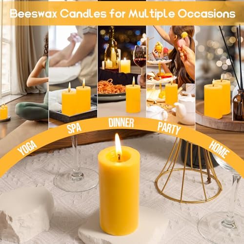 51NrnuUBfnL._SL500_.jpg 4PCS 2x4" Pure Beeswax Pillar Candles - 140 Hours Burn Time, Smokeless & Dripless for Home Decor & Spa. - Image 6