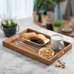 17-Inch Acacia Wood Serving Tray with Handles - Versatile Large Wooden Tray for Ottoman, Breakfast, and More - Image 2