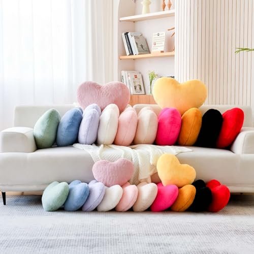51PJQB6MJWL._SL500_.jpg XVTRU Dusty Blue Heart Pillows - Cute Decorative Throw Pillows for Bed & Sofa, Faux Fur Cushion (15.7"x11.8") - Image 7