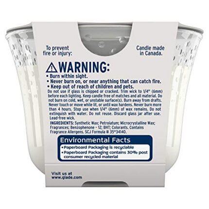Glade Candle Sheer Vanilla Embrace, Fragrance Candle Infused with Essential Oils, Air Freshener Candle, 3-Wick Candle, 6.8 Oz