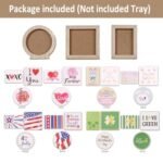 Tiered Tray Decor Set: Seasonal & Holiday Decorations with 3 Frames, 21 Double-Sided Cards, & 13 Rustic Wood Signs for Home. - Image 7