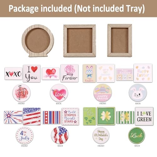 51QfqYr4czL._SL500_.jpg Tiered Tray Decor Set: Seasonal & Holiday Decorations with 3 Frames, 21 Double-Sided Cards, & 13 Rustic Wood Signs for Home. - Image 7