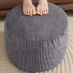 WSOFRLAC Pouf Ottoman Foot Stools with Foam Small Ottoman for Living Room Corduroy Ottomans Pouf 26x18 Floor Poufs Foot Rest for Chair Dark Grey Hassocks and Ottomans