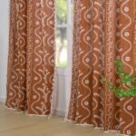 Schweek 84-Inch Terracotta Boho Farmhouse Curtains - 2 Panels, Semi-Sheer Floral Drapes for Living Room. - Image 2