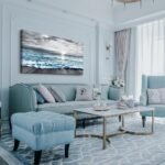 Wapluam Large Canvas Wall Art: Black & White Blue Sea Wave Decor for Living Room, Bedroom, Office. - Image 2