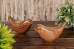 NIRMAN Acacia Wood Bird Statues - Modern Home Decor Set of 2 for Living Room, Office, Bathroom (4.5"x2"x2.5") - Image 4