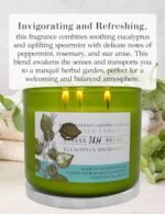 Eucalyptus Spearmint Aromatherapy 3-Wick Soy Candle - 15.8 oz, Ideal Gift for Men & Women - Image 2