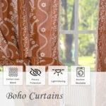 Schweek 84-Inch Terracotta Boho Farmhouse Curtains - 2 Panels, Semi-Sheer Floral Drapes for Living Room. - Image 4
