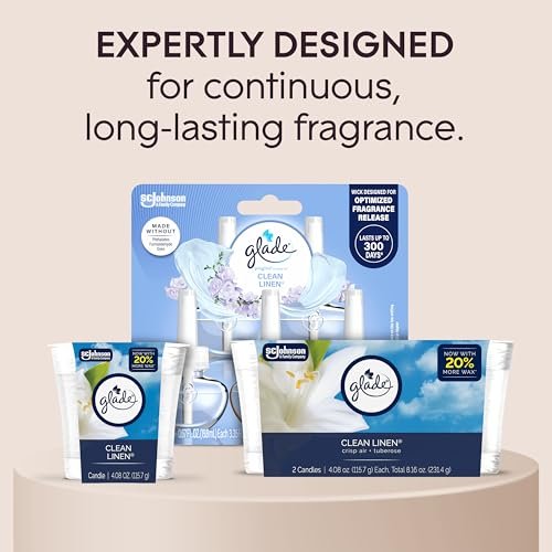 51T6B9SVvXL._SL500_.jpg Glade 1-Wick Scented Candle, Clean Linen, Essential Oil Air Freshener, 4.08 Oz, 2-Pack. - Image 6