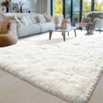 Ultra Soft 8x10 Area Rugs: Fluffy Shaggy Carpets for Living Rooms & Kids' Rooms - Non-Slip, Modern Cream White Decor. - Image 3