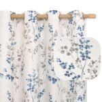 Shop BGment 84" Linen Curtains: 2-Panels with Floral Leaf Patterns, Light Filtering Privacy for Boho Farmhouse Style. Each Panel 52" Wide. - Image 8