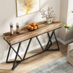 Tribesigns 55" Console Table: Farmhouse Sofa Table with Unique Metal Base for Living Room & Entryway. - Image 5
