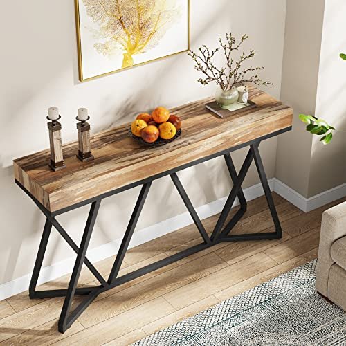 51WPdtQtHL._SL500_.jpg Tribesigns 55" Console Table: Farmhouse Sofa Table with Unique Metal Base for Living Room & Entryway. - Image 5